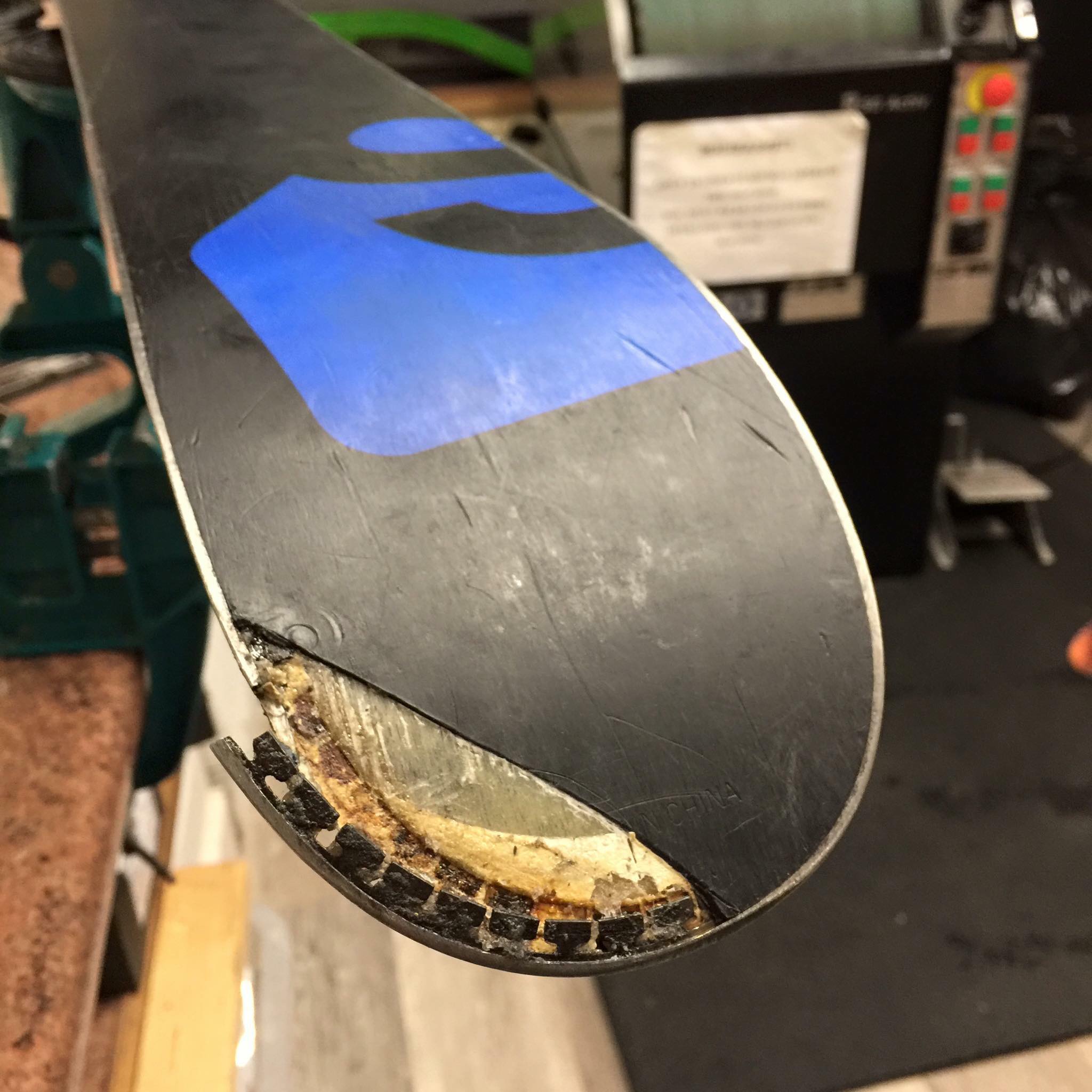 broken snowboard